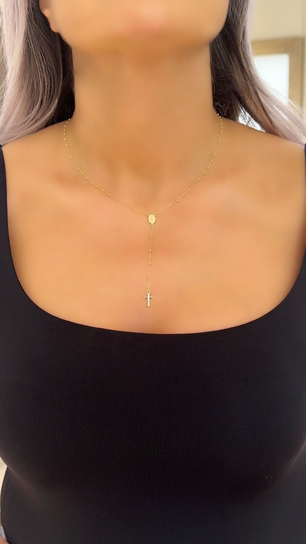 18K Gold Rosary Necklace