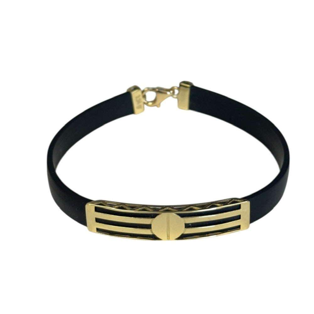 18K Gold Black Rubber Bracelet