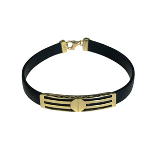 18K Gold Black Rubber Bracelet