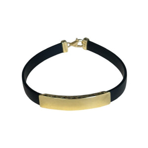 18K Gold Black Rubber Bracelet