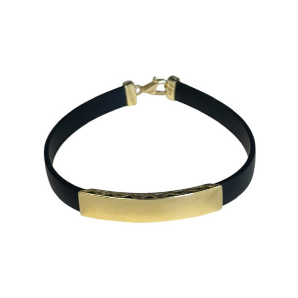 18K Gold Black Rubber Bracelet