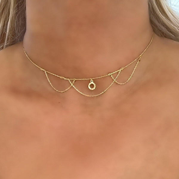18K Gold Choker Chain Necklace