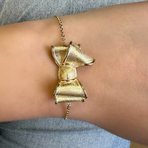 18K Gold Bow Charm Chain Bracelet