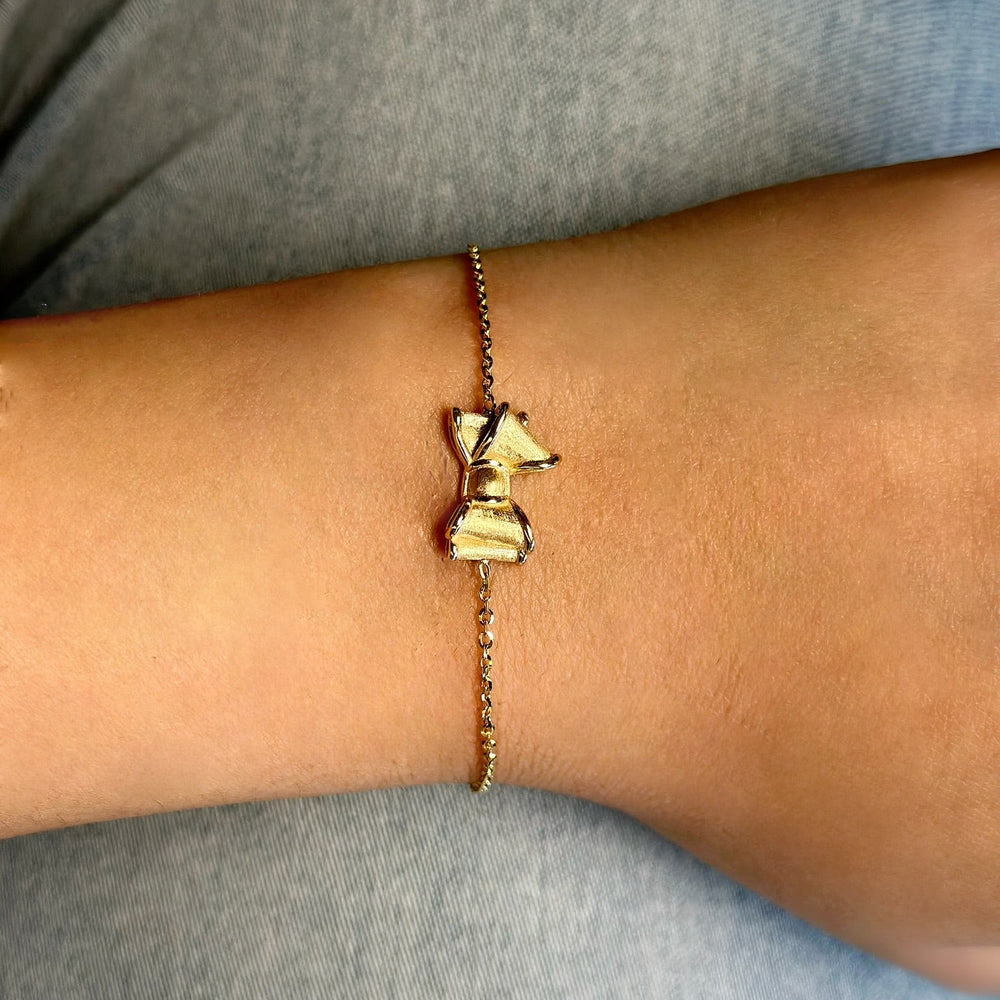 18K Gold Bow Charm Chain Bracelet