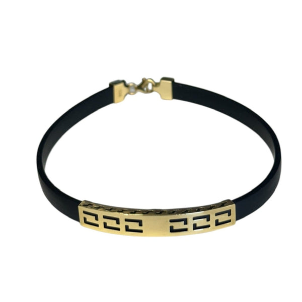 18K Gold Black Rubber Bracelet