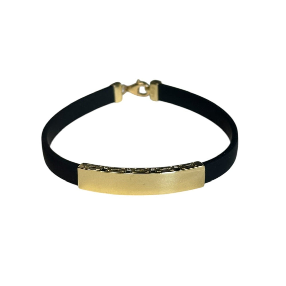 18K Gold Black Rubber Bracelet