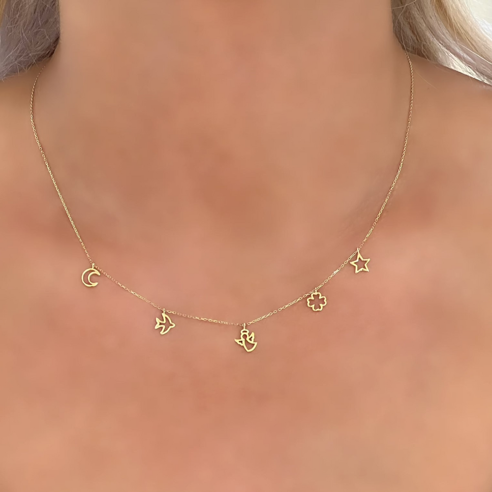 18K Gold Charm Chain Necklace