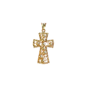 18K Gold Small Wire Bead Cross Pendant