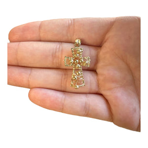 18K Gold Small Wire Bead Cross Pendant