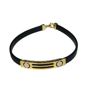 18K Gold Black Rubber Bracelet