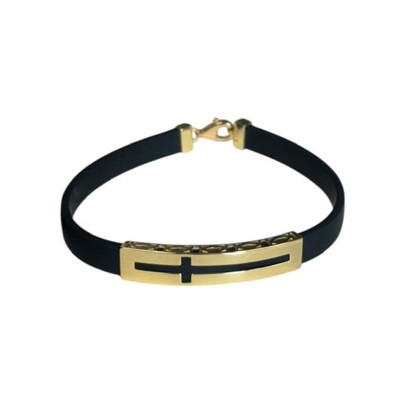 18K Gold Black Rubber Bracelet