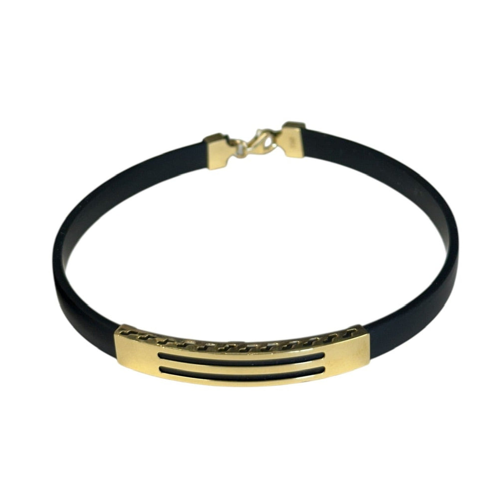 18K Gold Black Rubber Bracelet