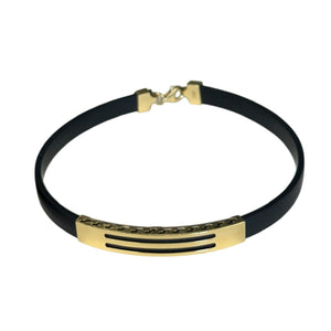 18K Gold Black Rubber Bracelet