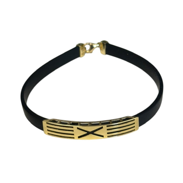 18K Gold Black Rubber Bracelet
