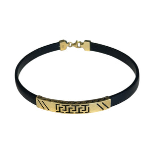 18K Gold Black Rubber Bracelet
