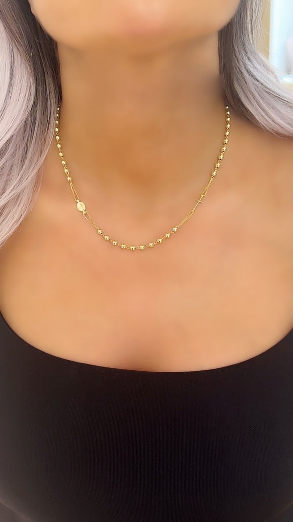 18K Gold Rosary Necklace