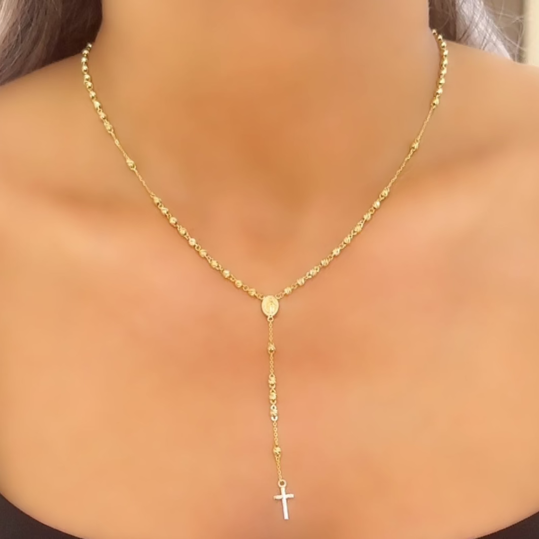 18K Gold Rosary Necklace