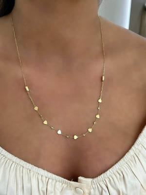 18K Gold CZ Heart Adjustable Chain Necklace