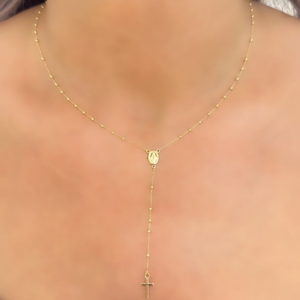 18K Gold Rosary Necklace