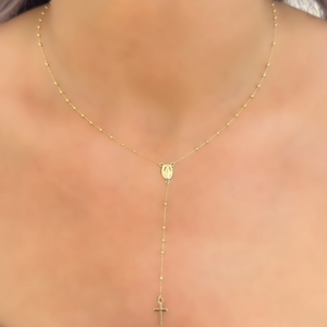 18K Gold Rosary Necklace