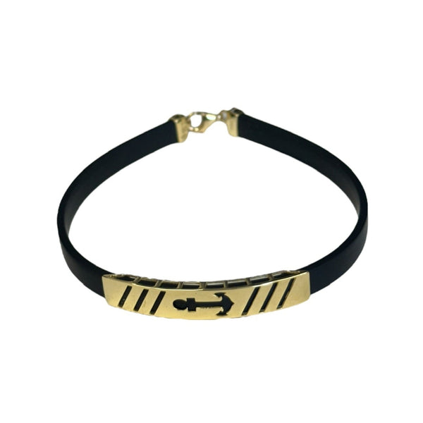 18K Gold Black Rubber Bracelet