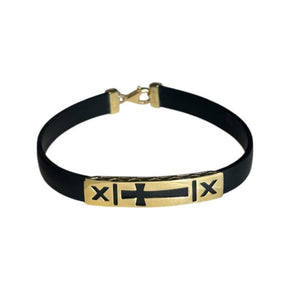18K Gold Black Rubber Bracelet
