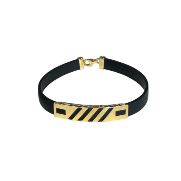 18K Gold Black Rubber Bracelet