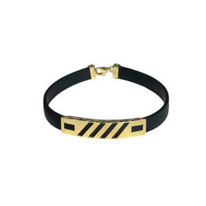 18K Gold Black Rubber Bracelet
