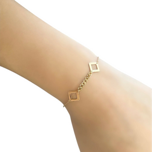 18K Gold Cuban Charm Chain Bracelet