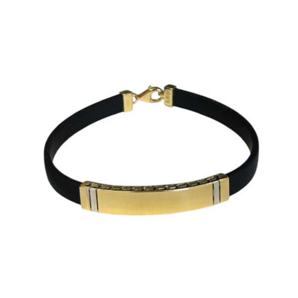 18K Gold Black Rubber Two Tone Bracelet