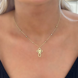 18K Gold Cross Multicolor Chain Necklace