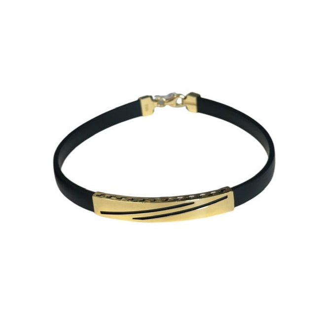18K Gold Black Rubber Bracelet