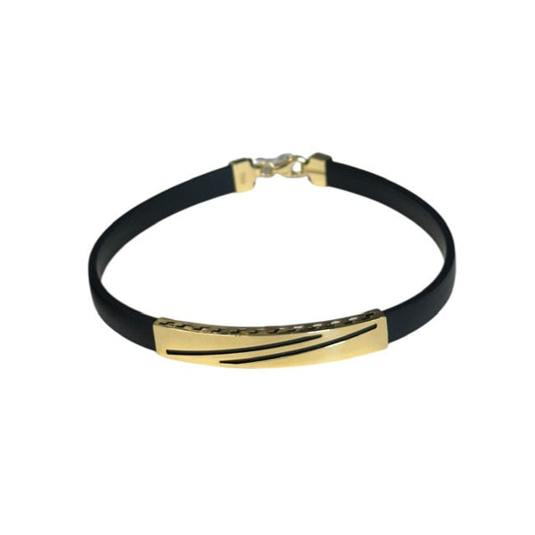 18K Gold Black Rubber Bracelet