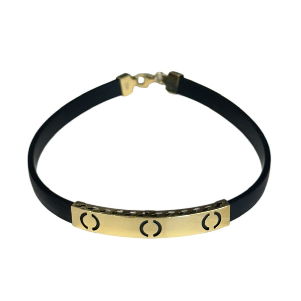 18K Gold Black Rubber Bracelet