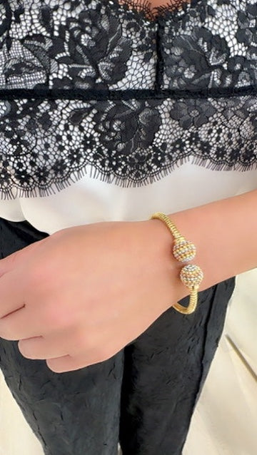 18K Gold Multicolor Bead Bangle Bracelet