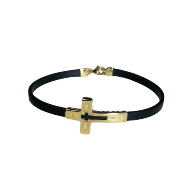 18K Gold Black Rubber Bracelet