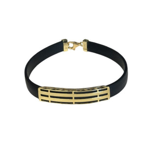 18K Gold Black Rubber Bracelet
