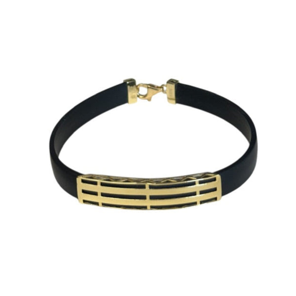 18K Gold Black Rubber Bracelet