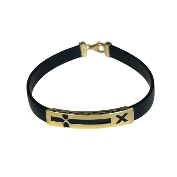 18K Gold Black Rubber Bracelet