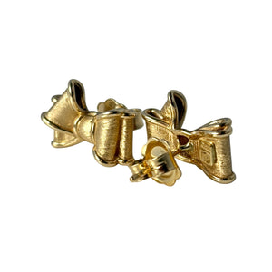 18k Gold Large Earrings Bow Stud Push Back Screw
