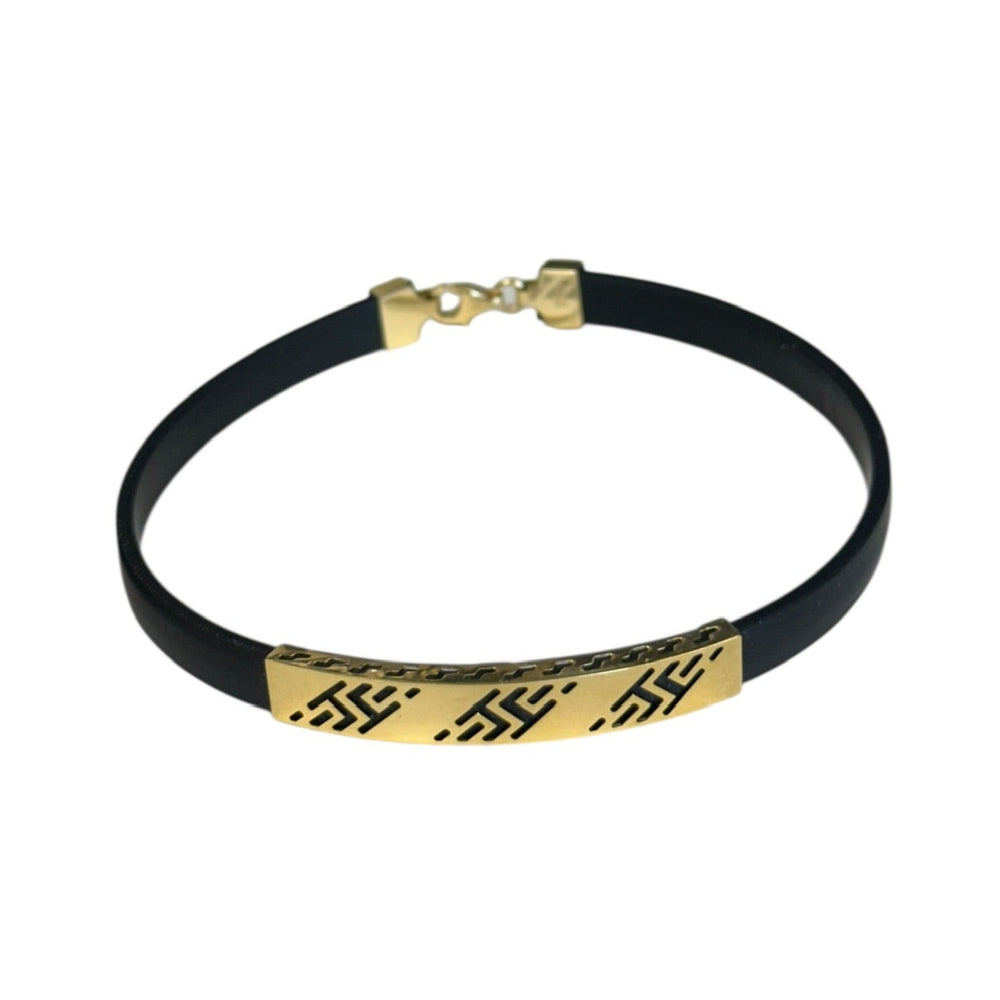 18K Gold Black Rubber Bracelet