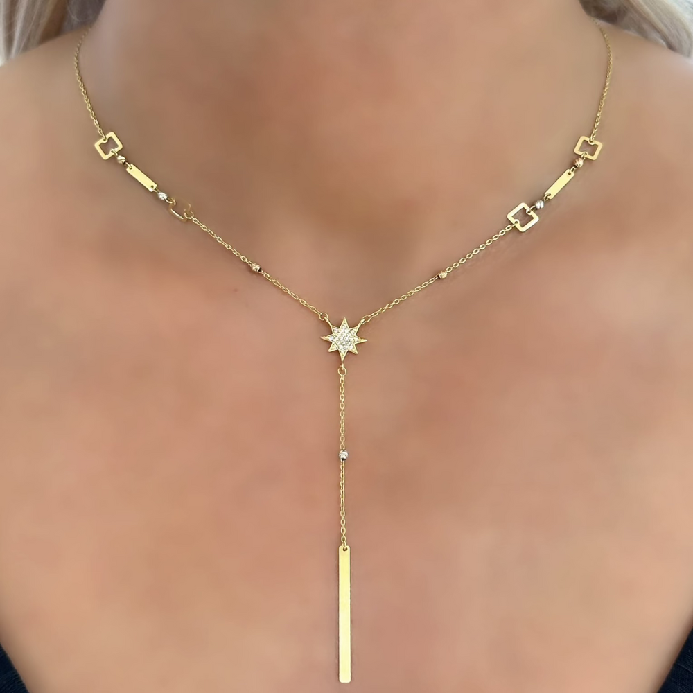 18K Gold Multicolor CZ Chain Necklace