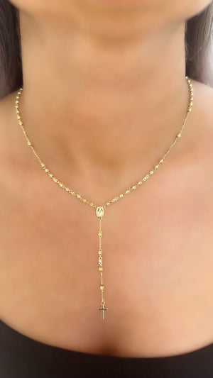 18K Gold Rosary Necklace