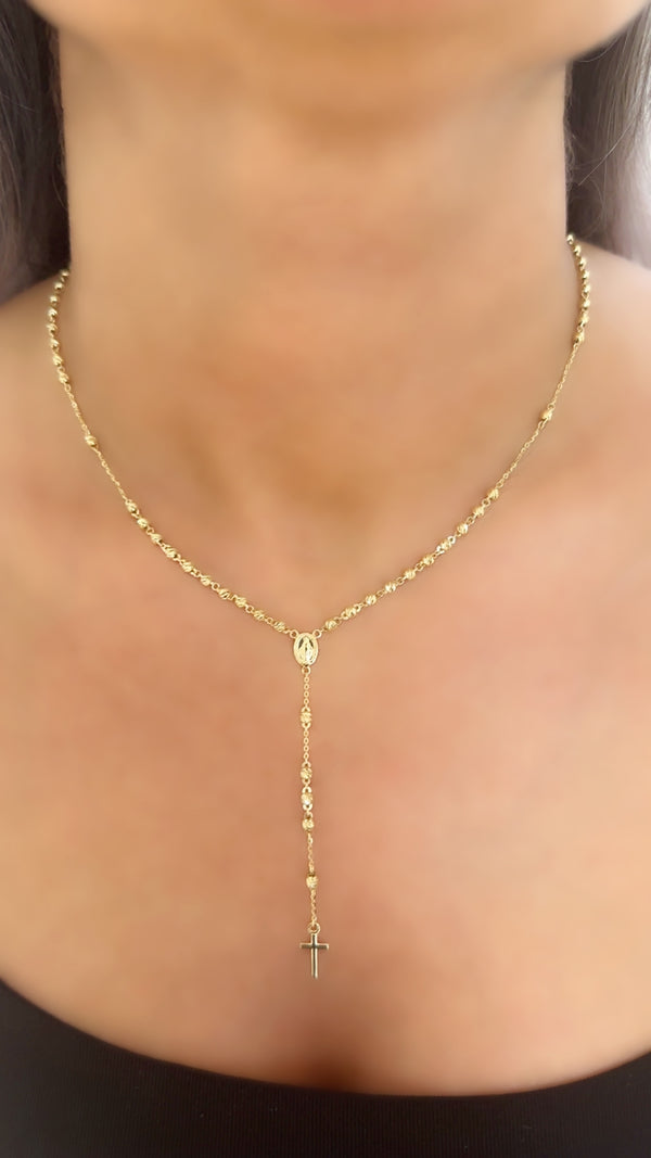 18K Gold Rosary Necklace