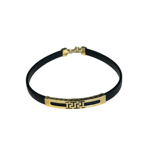 18K Gold Black Rubber Bracelet