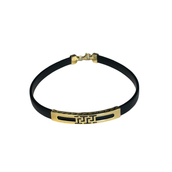 18K Gold Black Rubber Bracelet