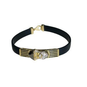 18K Gold Black Rubber Two Tone St. Charbel Bracelet