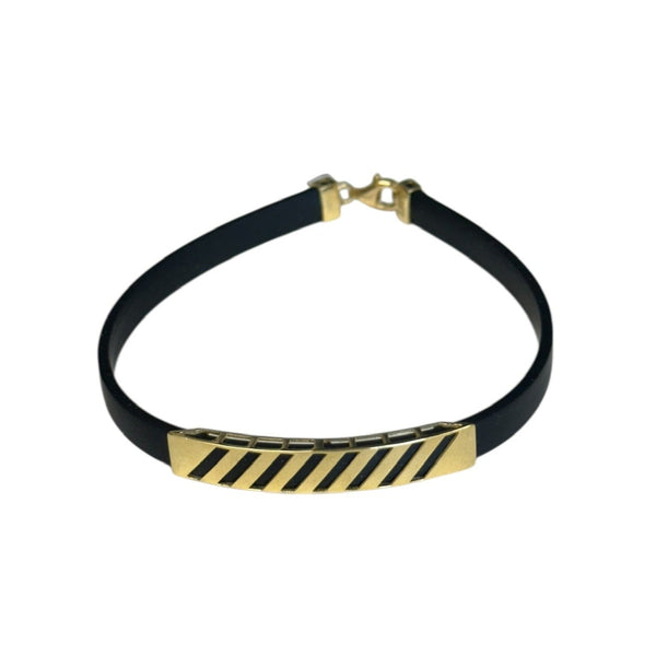 18K Gold Black Rubber Bracelet