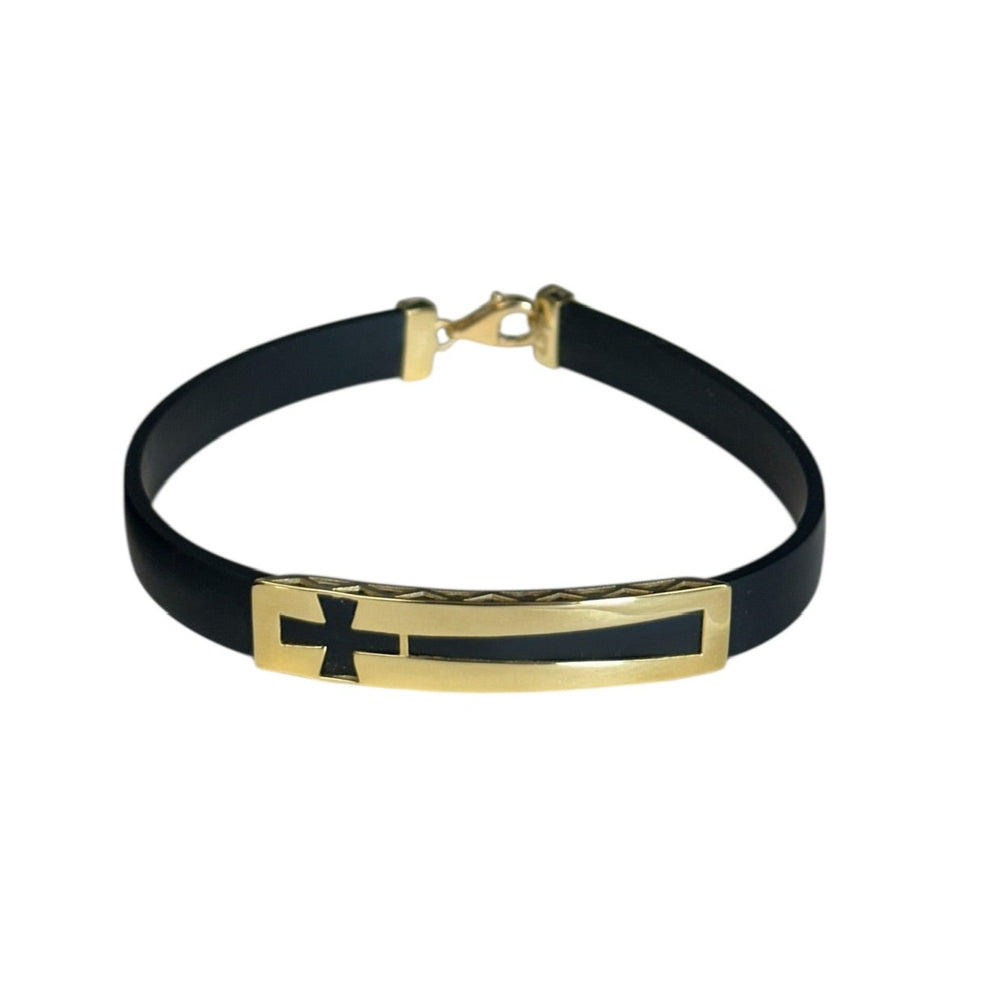 18K Gold Black Rubber Bracelet