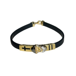 18K Gold Black Rubber Two Tone St. Charbel Bracelet